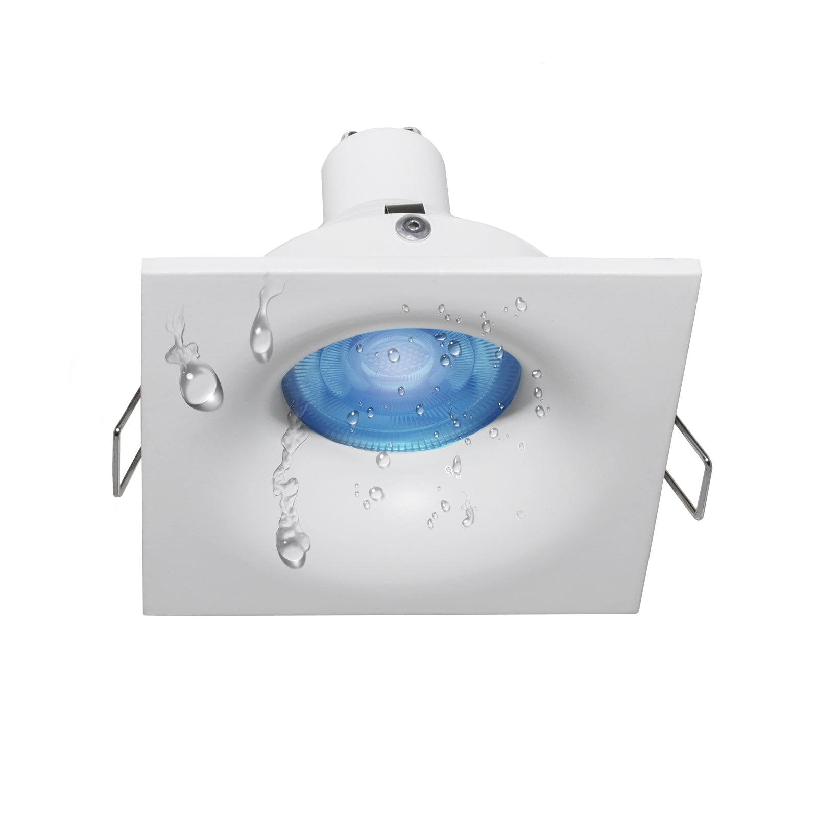 FARETTO LED CROMOTERAPIA IP65 LAMPADA GU10 6W 230V INCASSO 7CM RGB LUCE MULTICOLORE BOX DOCCIA SAUNA QUADRATO+RGBW+6000K