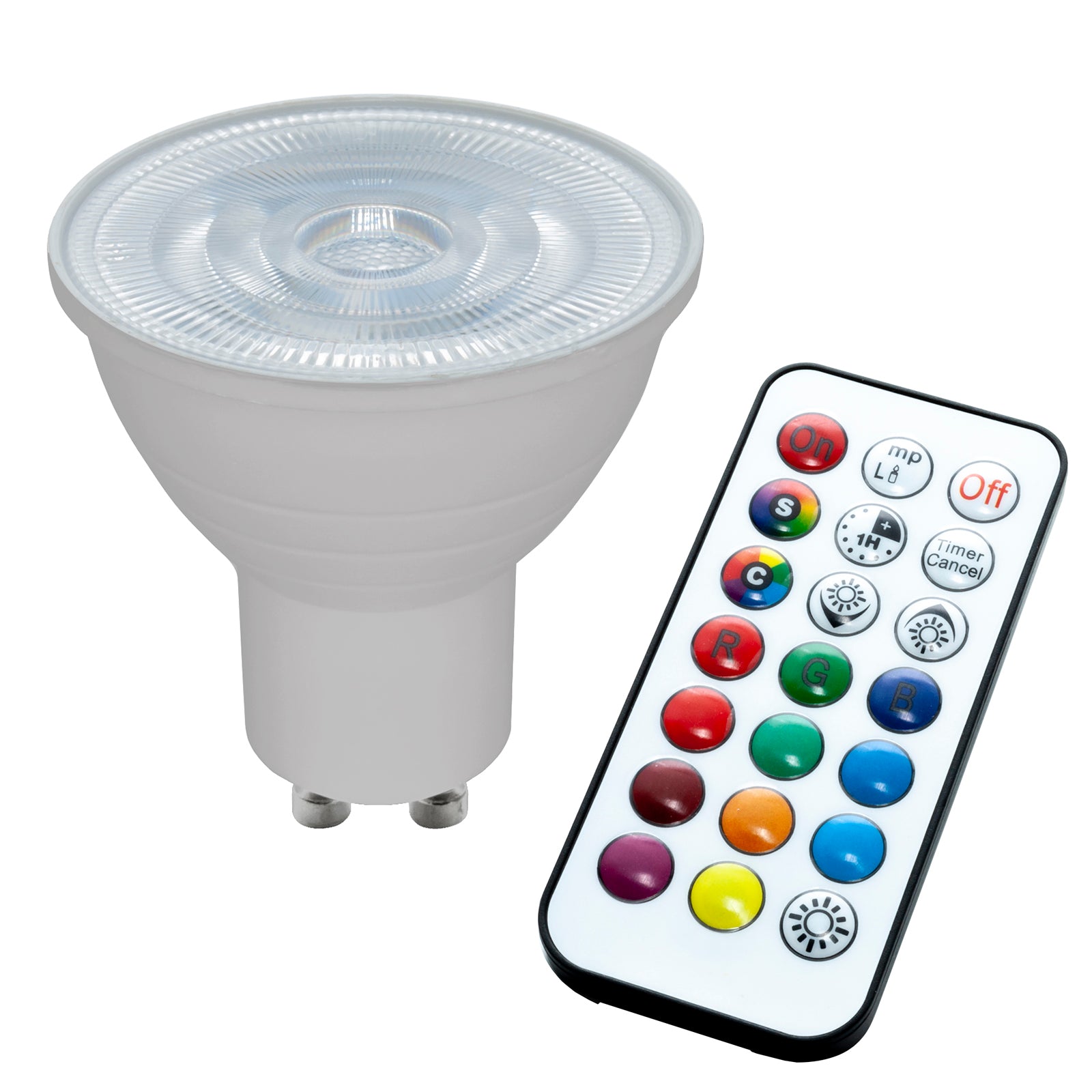 Faretto lampadina LED 6W dimmerabile RGB 6000K attacco GU10 230V LED RGBW telecomando IR cromoterapia