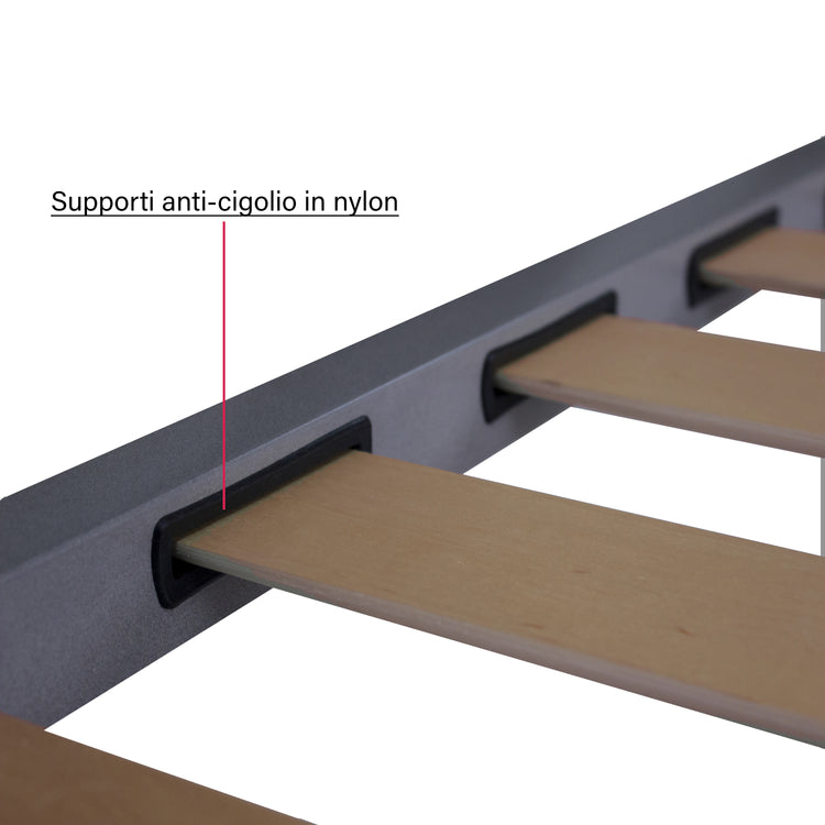 Rete in Ferro con Piedi e Doghe in Legno cm140x200 H35 per materasso Francese