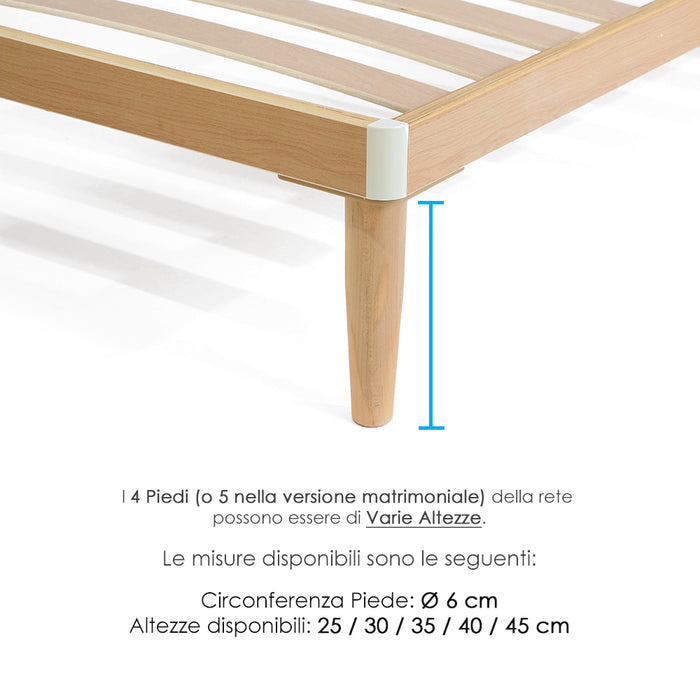 Rete Ortopedica per materasso 120x200 Alta 47 cm Letto una Piazza e Mezza in legno di faggio 