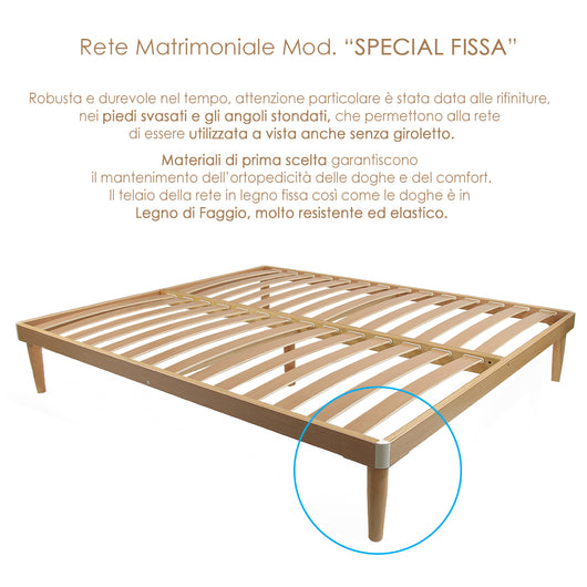 Rete Ortopedica per materasso 170x200 Alta 47 cm Letto Matrimoniale in legno di faggio 