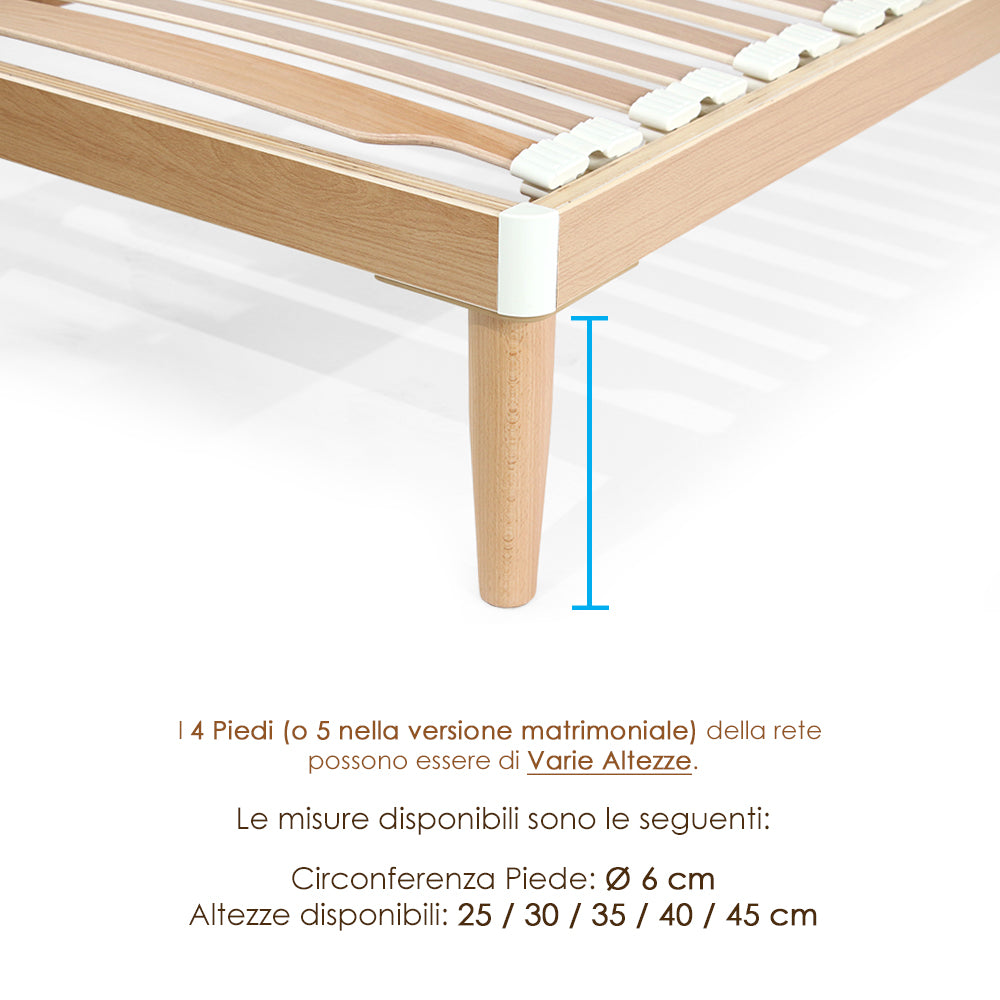 Rete a Doghe in legno di faggio Basculanti Ergonomiche per Letto Matrimoniale 160x185 H 32cm