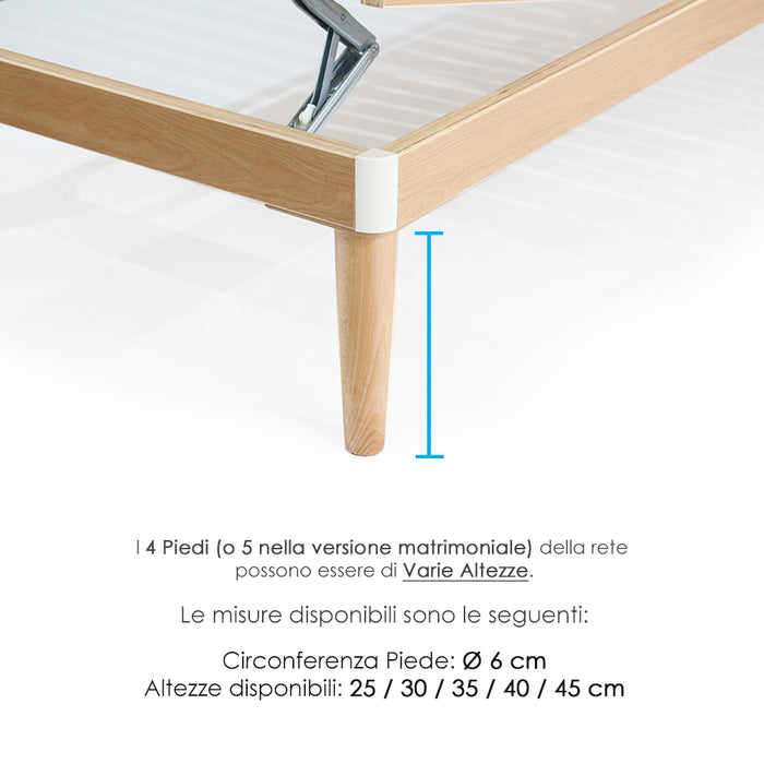 Rete Ortopedica per materasso 105x195 Alta 47 cm Letto Singolo da una piazza in legno di faggio ATP