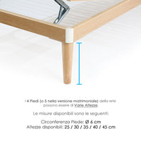 Rete Ortopedica per materasso 110x185 Alta 47 cm Letto Singolo da una piazza in legno di faggio ATP