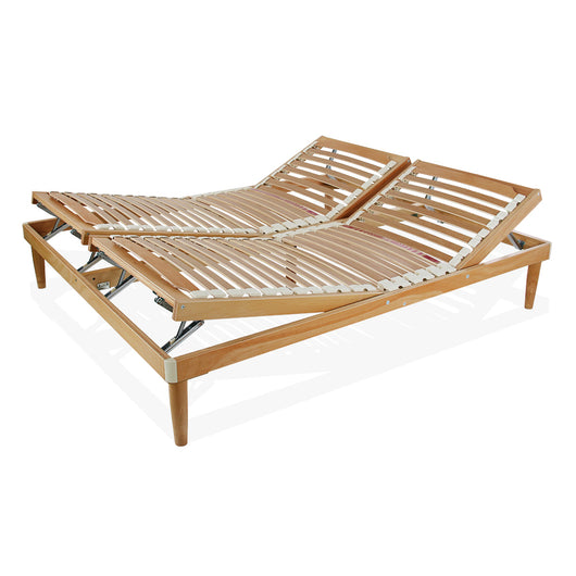 Rete letto in legno 155x190 h 52 cm Singola con 26 doghe Faggio Oscillanti Alzata manuale