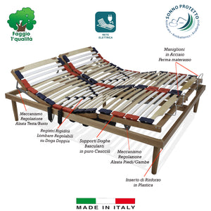 Rete a doghe Matrimoniale per Letto 160x190 Royal in Legno di faggio Alzata Motorizzata Telecomando
