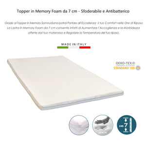 Topper Correttore Materasso singolo Memory 115x190 H7 Ortopedico Rigidità  media Sottovuoto Oeko-Tex