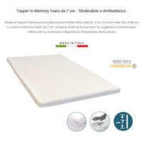 Topper Correttore Materasso singolo Memory 110x190 H7 Ortopedico Rigidità  media Sottovuoto Oeko-Tex