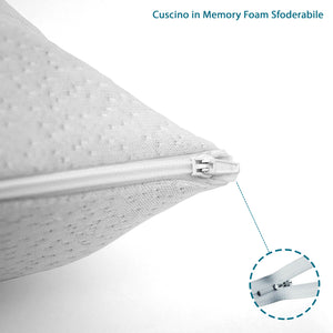 Qualydorm Coppia Cuscino Ortopedico in Memory Foam Forato con Federa Sfoderabile Anti Batterica per Cervicale 40x70 H15