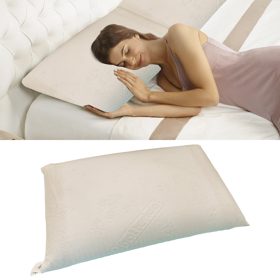 Qualydorm Coppia Cuscino Ortopedico in Memory Foam Forato con Federa NON Sfoderabile Anti Batterica 40x70 H15