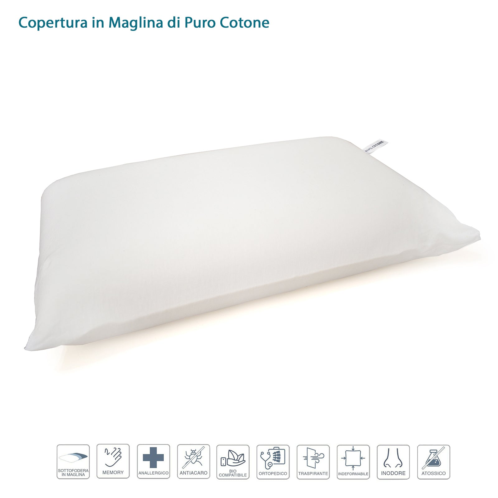 Qualydorm Coppia Cuscino Ortopedico in Memory Foam per Cervicale Fodera Anti Batterica NON Sfoderabile 40x70 H15