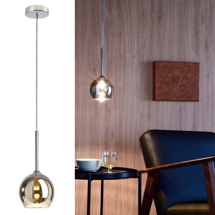 Lampadario pendente LED G9 vetro cromato lampada sospensione moderna luce cucina soggiorno 230V