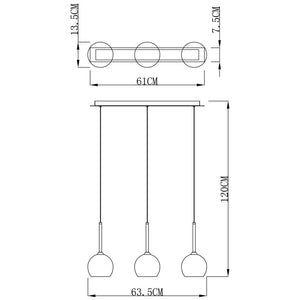 Lampadario 3 pendenti LED G9 lampada sospensione vetro globo luce tavolo cucina bar ristorante 230V