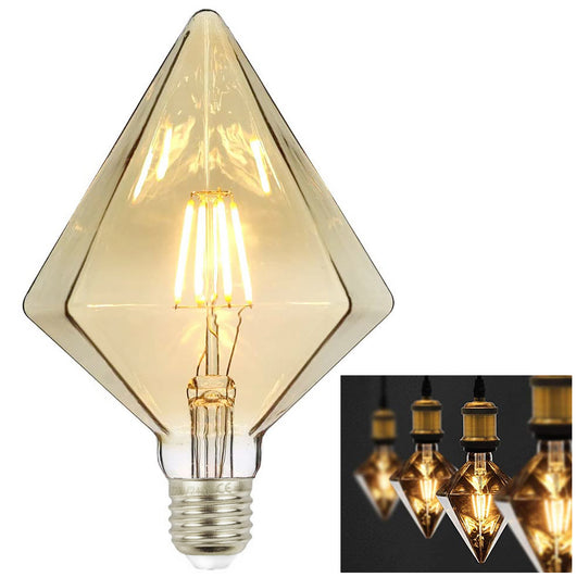 Lampada decorativa LED 4W resa 35W E27 lampadina prisma vetro 2500K vintage luce pizzeria pub bar locali 230V