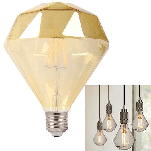 Lampe décorative en verre LED 4W faite 35W E27 lumière diamant 2500K ampoule vintage pub bar taverne