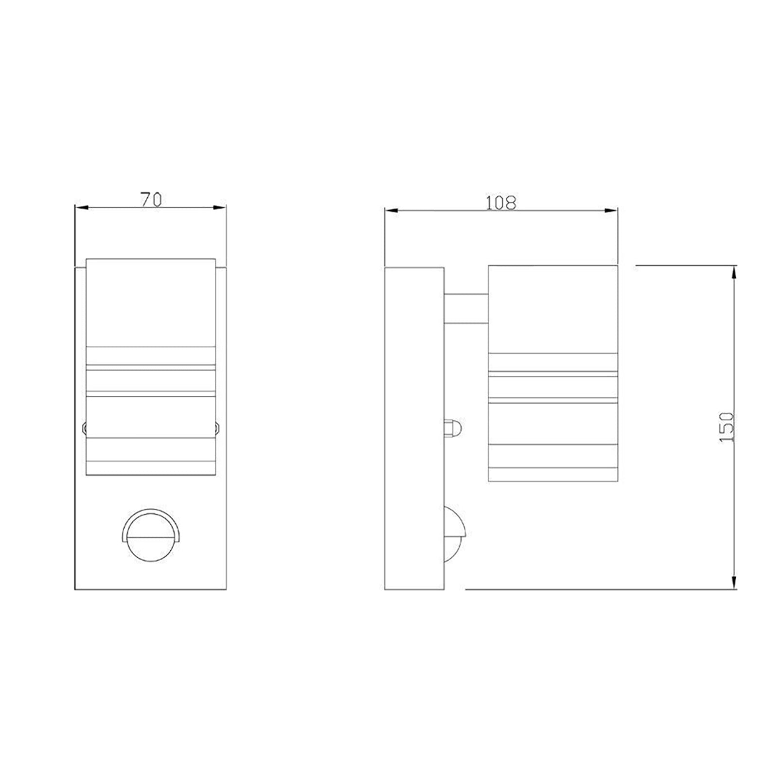 Applique acciaio lampada esterni Zilly LED GU10 sensore movimento luci ingresso facciate condominio IP44 230V SINGOLA