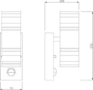 Zilly Applique acciaio lampada parete esterni LED GU10 doppia emissione sensore movimento IP44 230V DOPPIA