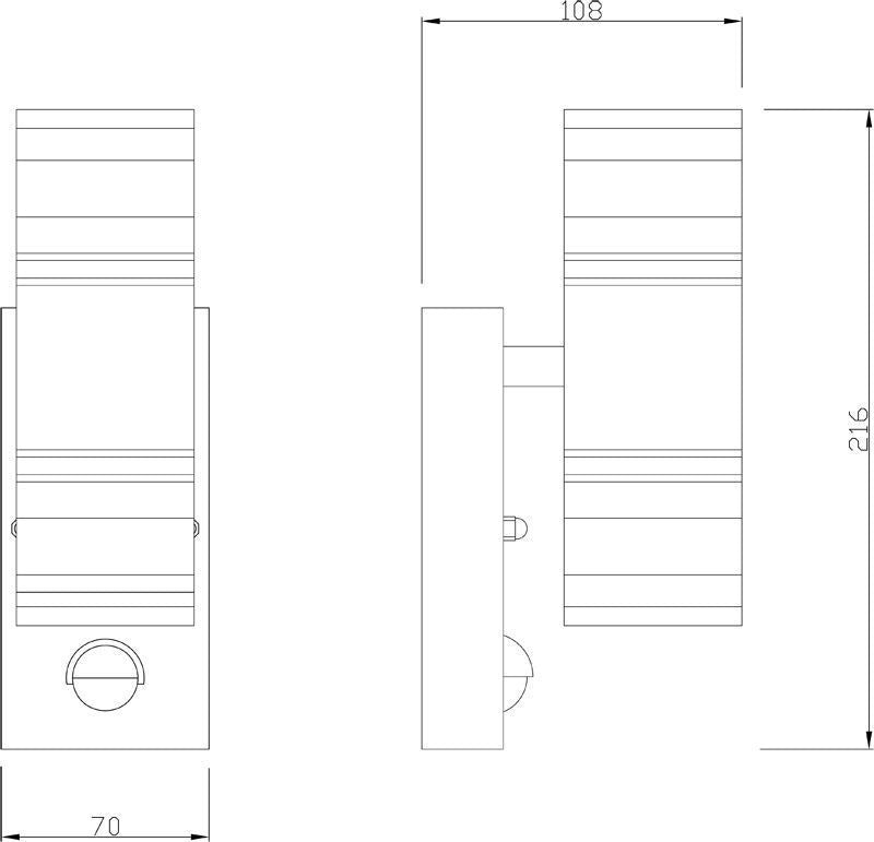 Zilly Applique acciaio lampada parete esterni LED GU10 doppia emissione sensore movimento IP44 230V DOPPIA