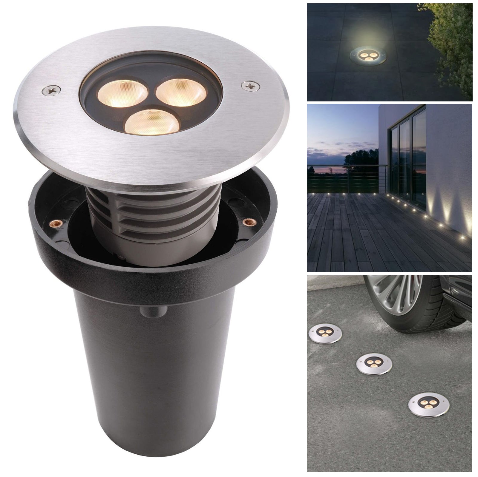 Faretto calpestabile CARRABILE LED 6W segnapassi tondo dimmerabile 24V IP67 luce incasso garage parcheggi giardino