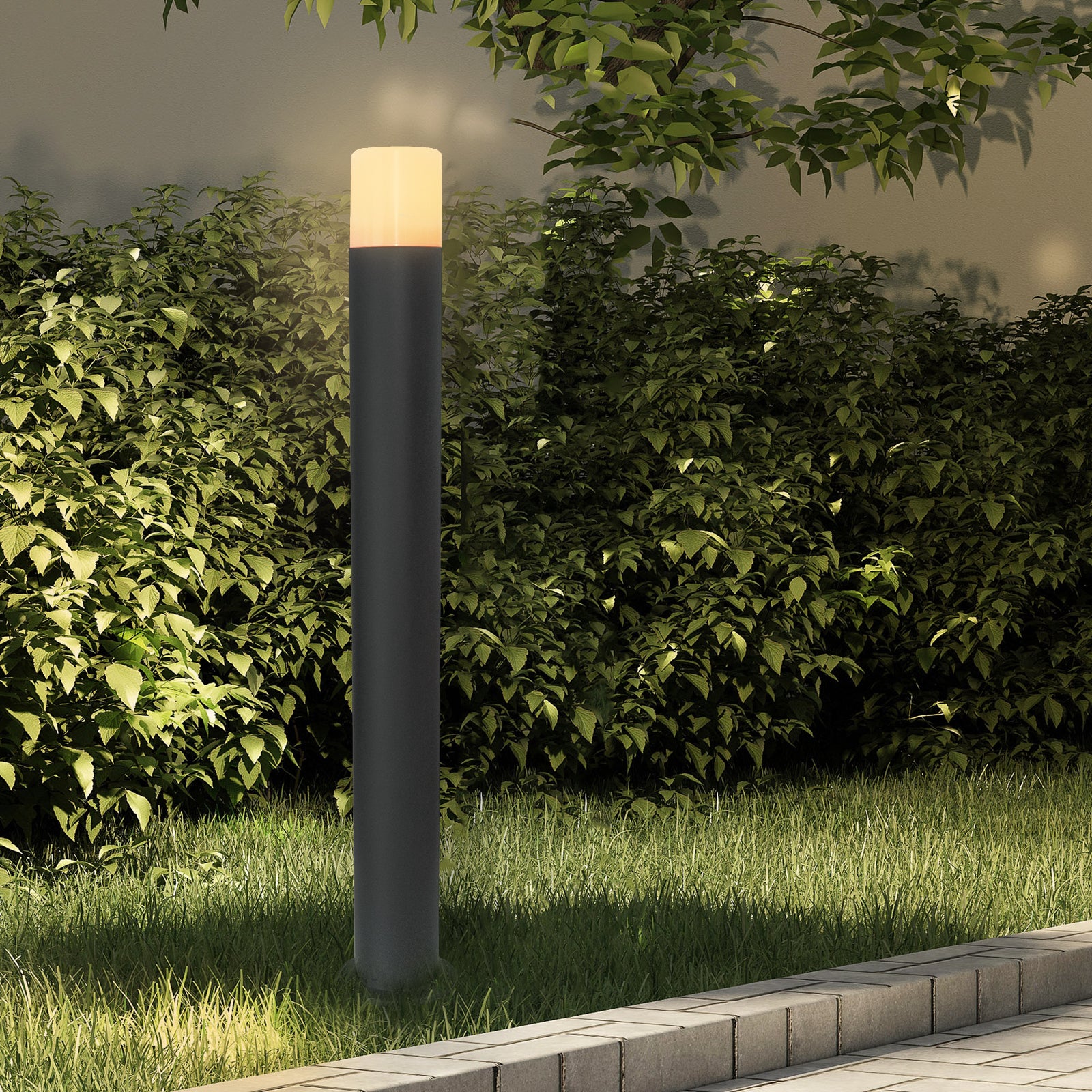 KYOTO Lampione LED attacco E27 lampioncino 80cm palo nero impermeabile esterni cilindro luce giardino viale 230V