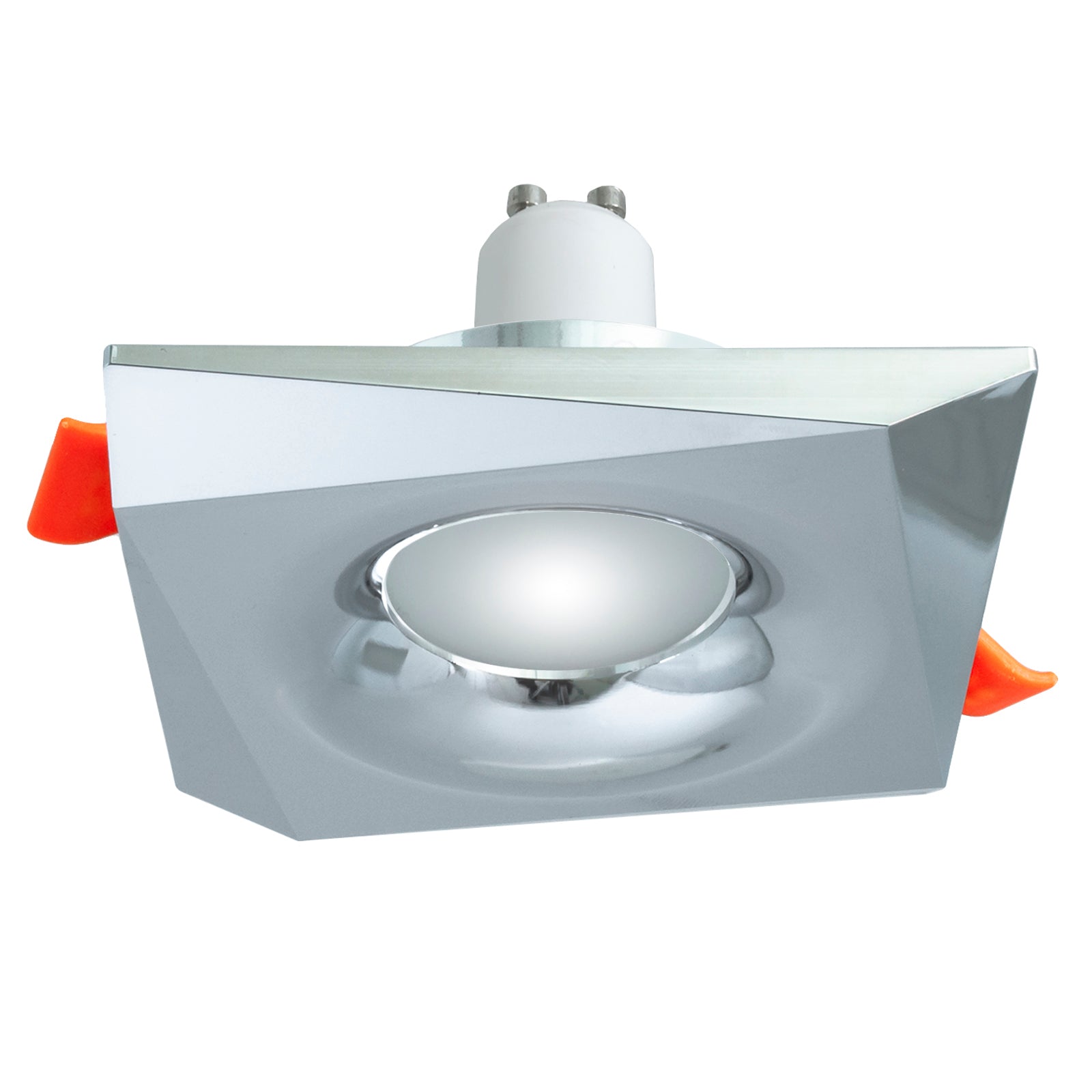 Faretto quadrato incasso moderno lampada LED 8W GU10 luce soffitto cucina negozio 230V foro 65mm BIANCO SILVER 3000K