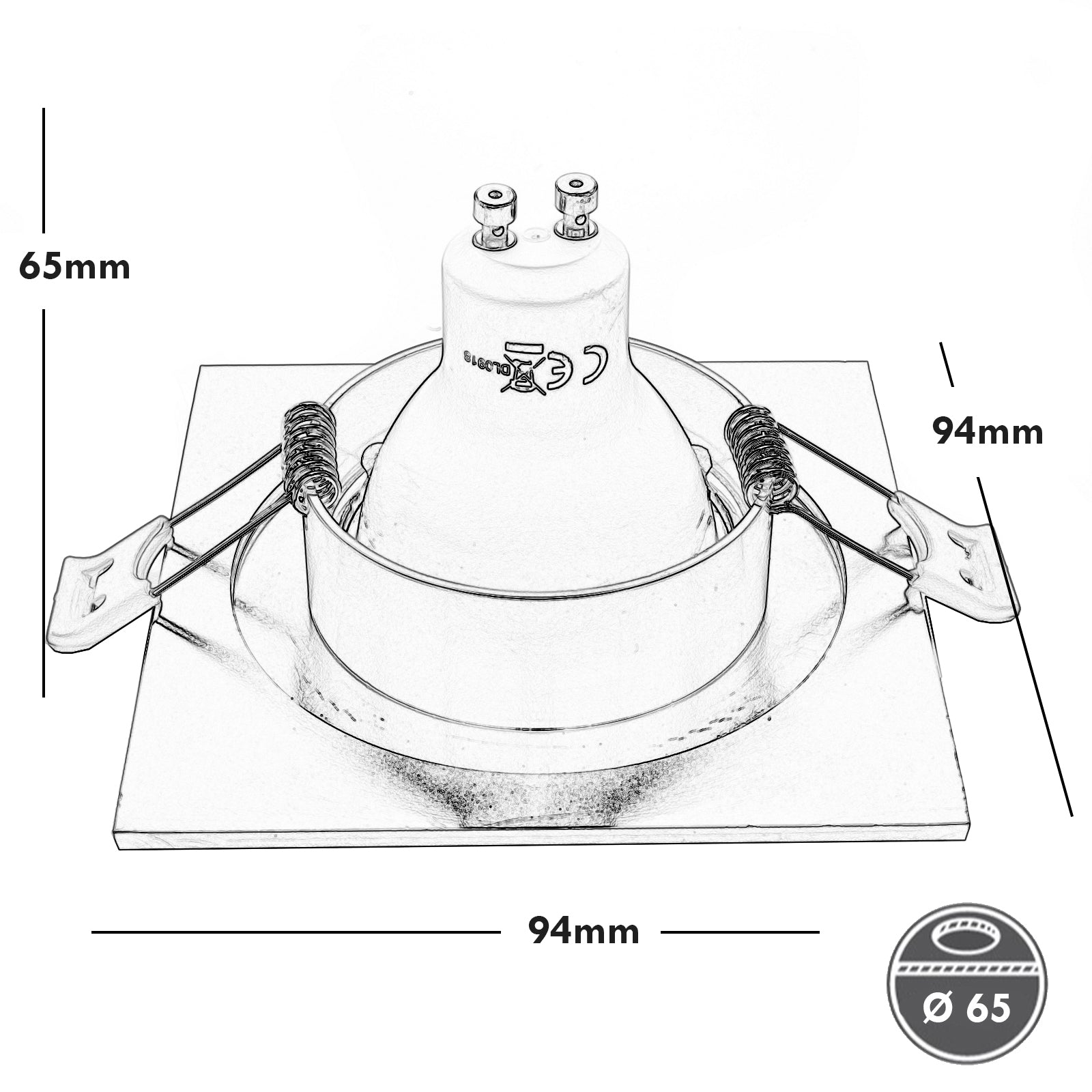 Faretto quadrato incasso moderno lampada LED 8W GU10 luce soffitto cucina negozio 230V foro 65mm BIANCO LUCE 4000K