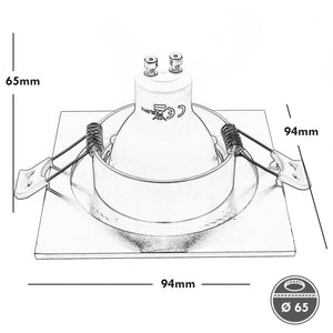 Faretto quadrato incasso moderno lampada LED 8W GU10 luce soffitto cucina negozio 230V foro 65mm BIANCO LUCE 4000K