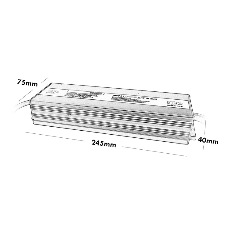 Alimentatore slim IP67 250W trasformatore stabilizzato in 230V out 24V 10A alimentazione strisce LED luci lampade