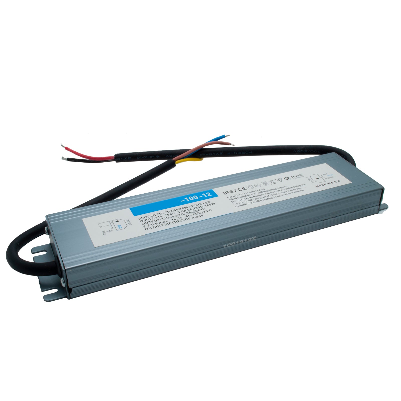 Alimentatore slim IP67 100W trasformatore impermeabile da 230V a 12V dc 8.3A strisce luci LED telecamere DVR