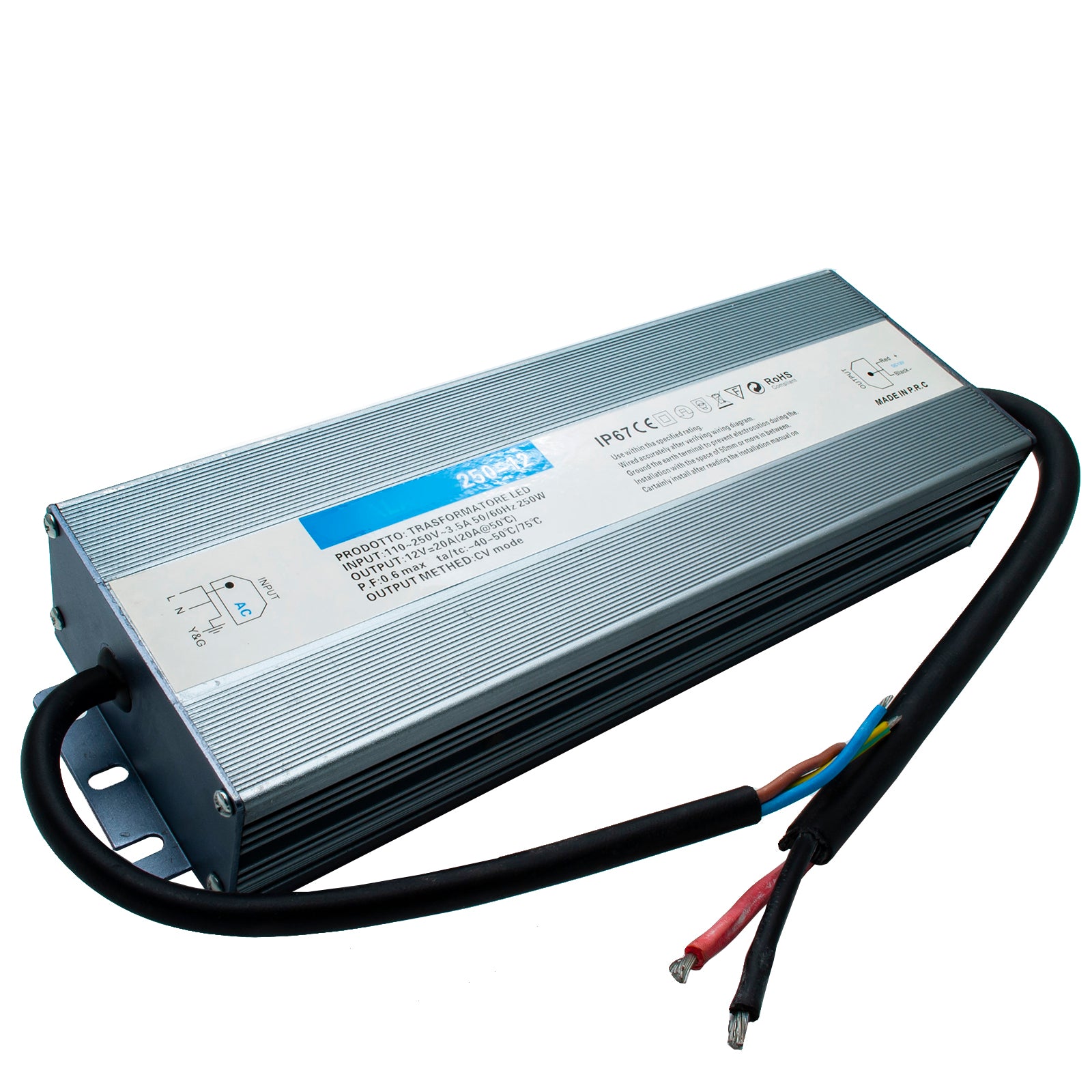 Alimentatore 250W IP67 impermeabile trasformatore da 230V a 12V dc 20A strisce luci LED telecamere DVR