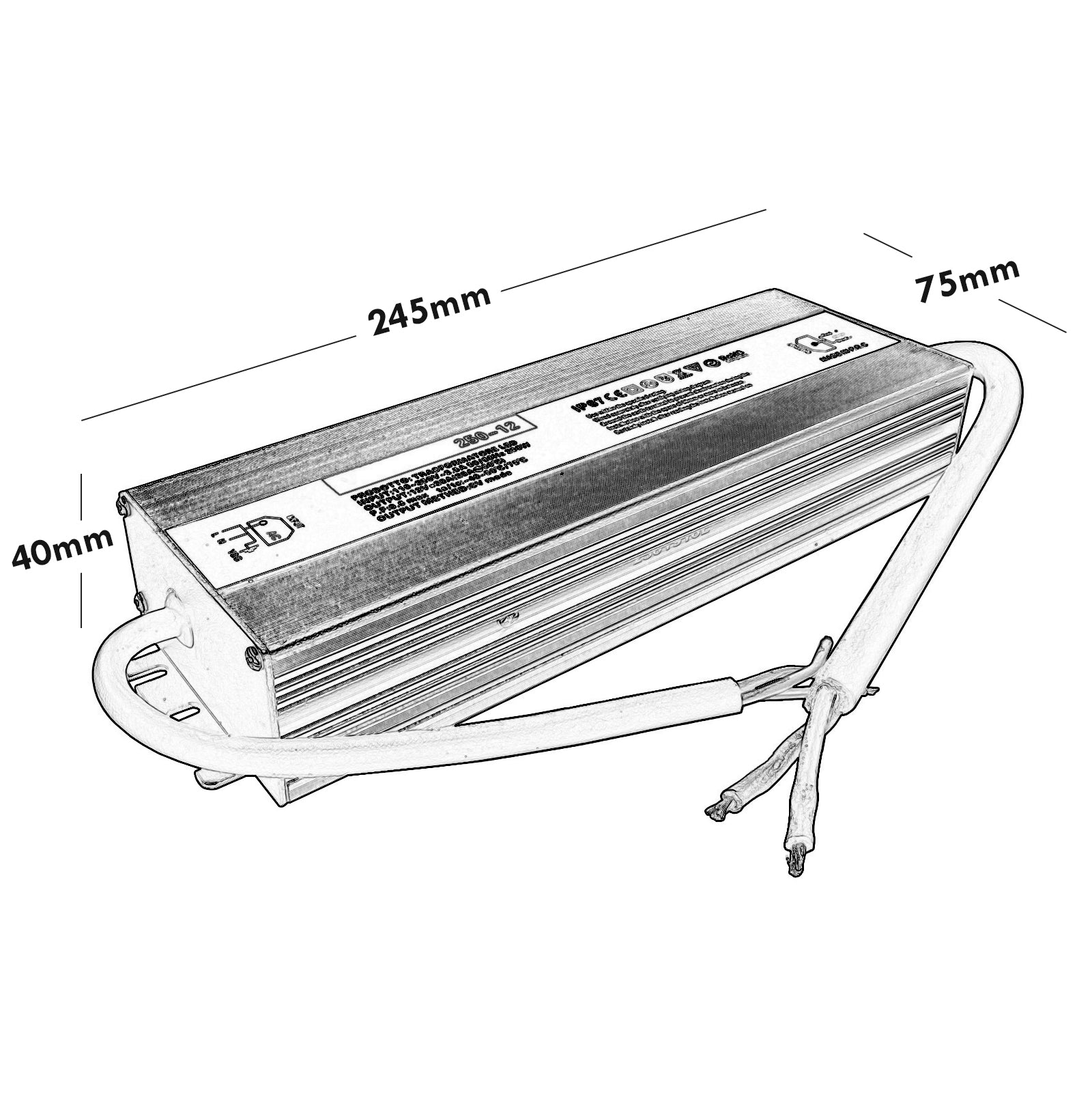 Alimentatore 250W IP67 impermeabile trasformatore da 230V a 12V dc 20A strisce luci LED telecamere DVR