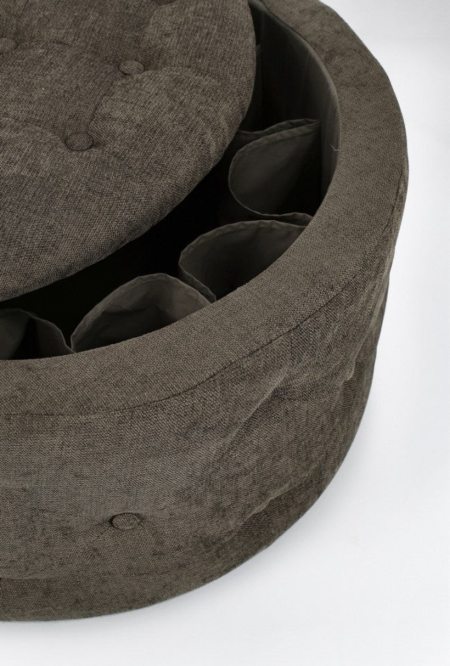 Pouf Contenitore Porta Scarpe ⌀ 70x40 cm Ernestine in Tessuto Timo