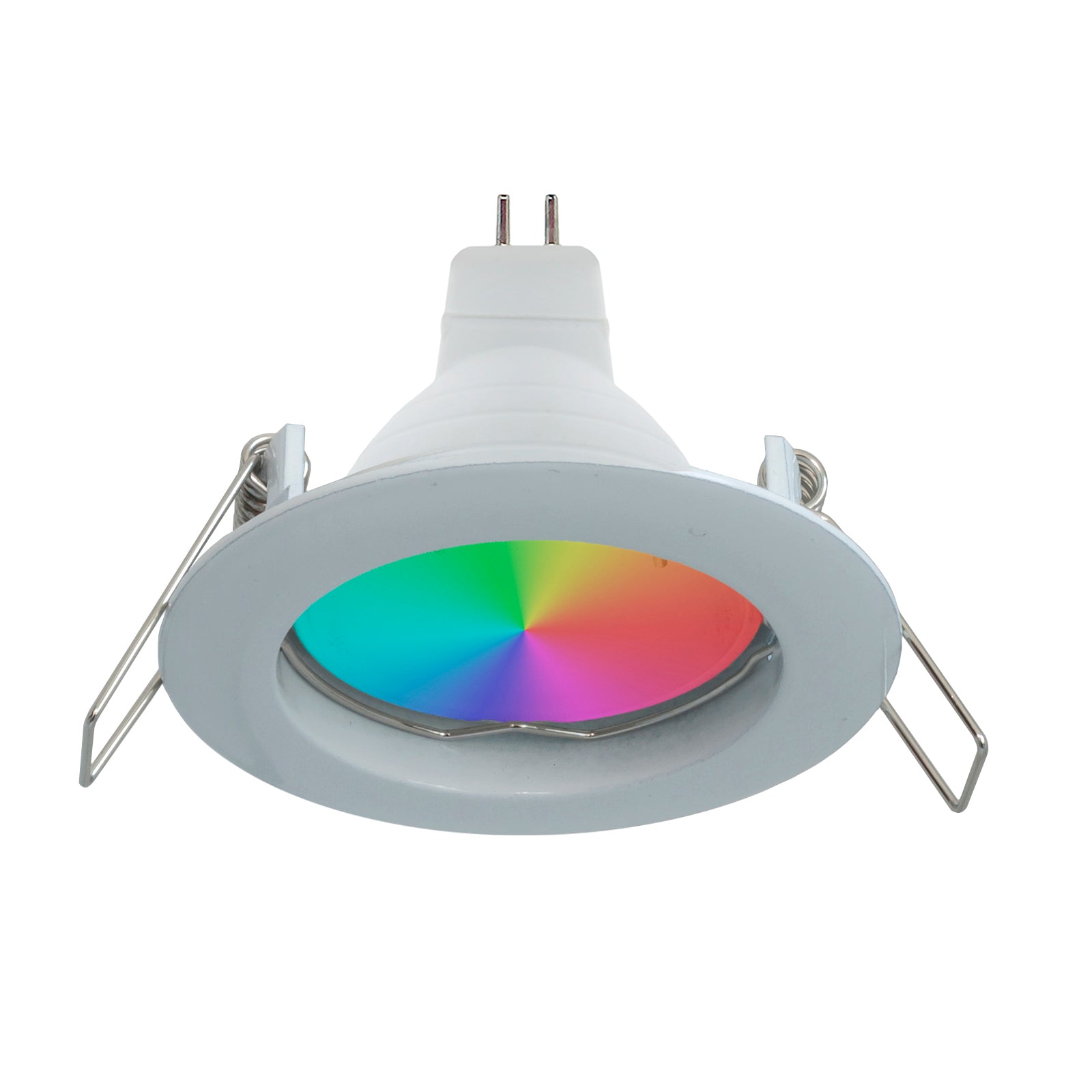 Faretto LED RGB 6W multicolore 12V incasso 6cm tondo bianco silver RGBW effetti luce colorata BIANCO-LUCE RGBW 6000K