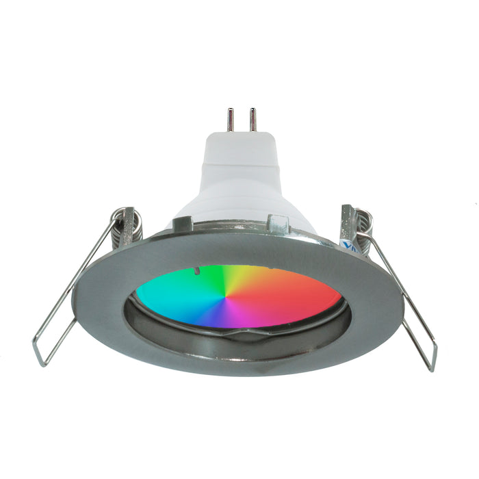 Faretto LED RGB 6W multicolore 12V incasso 6cm tondo RGBW effetti luce colorata barca camper SILVER-LUCE RGBW 6000K