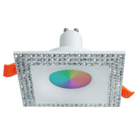 Faretto incasso quadrato foro 65mm brillantini lampada LED RGB GU10 luce colorata bar negozio 230V BIANCO RGBW + 3000K