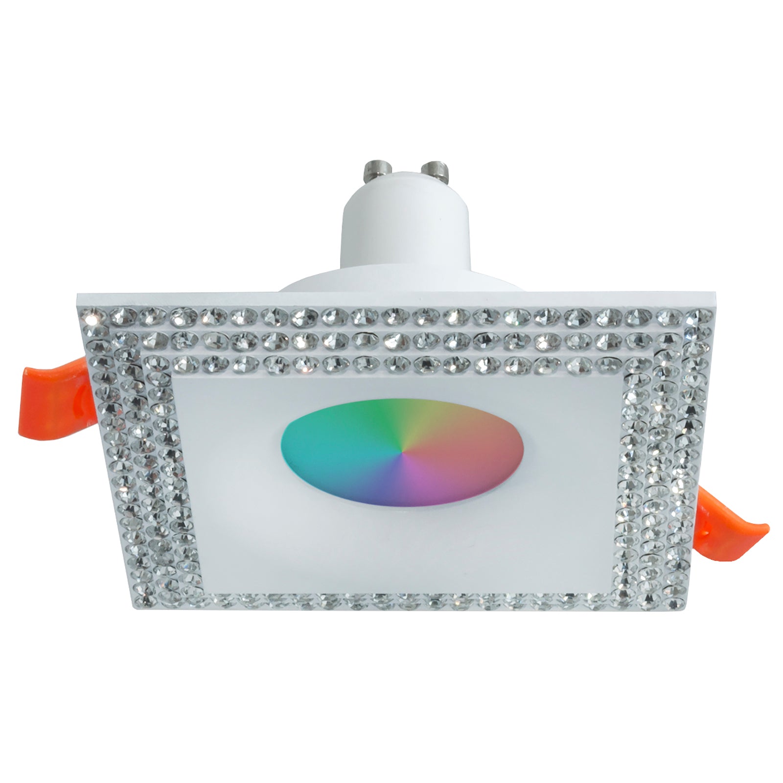 Faretto incasso quadrato foro 65mm brillantini lampada LED RGB GU10 luce colorata bar negozio 230V BIANCO RGBW + 6000K