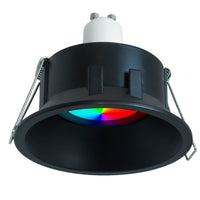 Faretto tondo bianco nero incasso foro 85mm lampadina colorata LED 6W GU10 RGBW 230V luci vetrina bar NERO LUCE 6000K