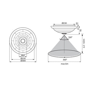 LEO plafoniera soffitto LED doppio attacco E27 luce automatica sensore presenza movimento PIR 230V