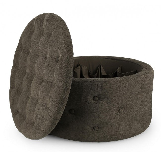 Pouf Contenitore Porta Scarpe ⌀ 70x40 cm Ernestine in Tessuto Timo