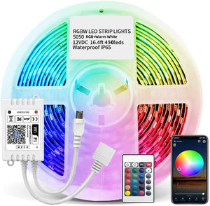 WiFi LED strip IP65 RGBW Set funziona con Alexa Google Home IFTTT Wireless Smartphone controller KIT completo