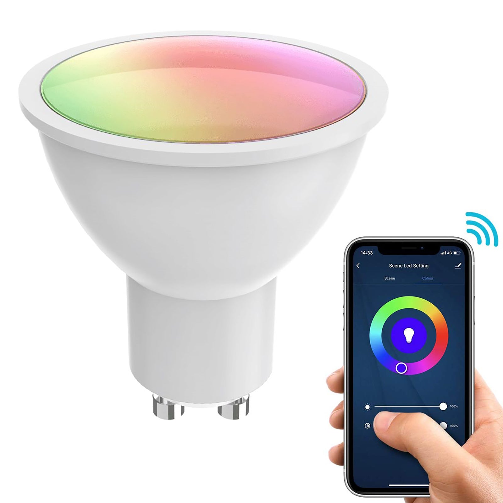 Lampadina LED 5W GU10 faretto intelligente WiFi RGB multicolore CCT da 2700K a 6500K Alexa Google 230V