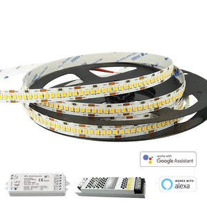 KIT SMART striscia 1200 LED 90W 24V centralina WiFi controllo vocale alexa strip flessibile 5 metri 8100lm LUCE 3000K