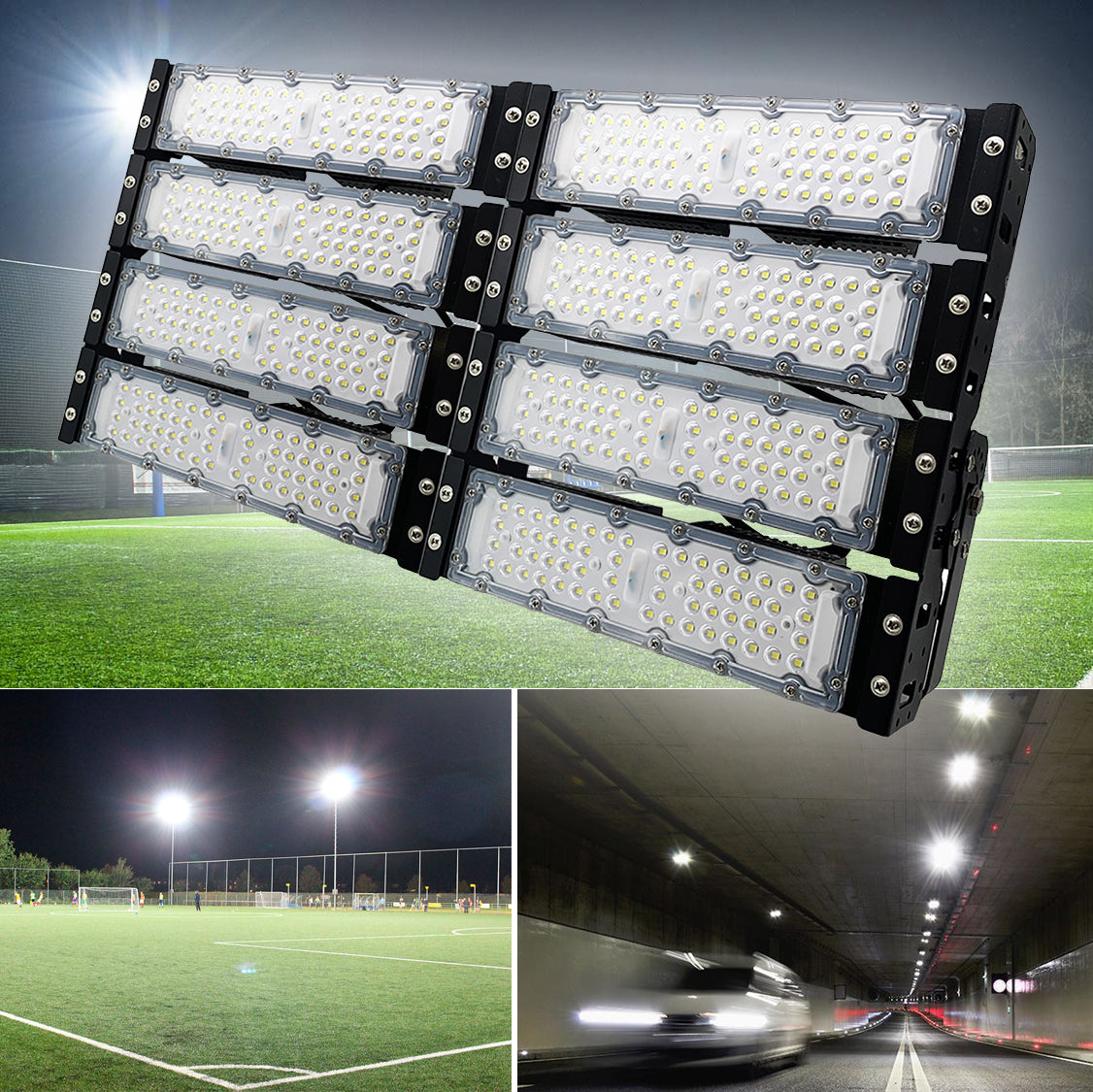 Faro proiettore staffa LED 400W esterno IP65 luci stadio campi calcio galleria capannoni alta potenza 40000 lumen 230V