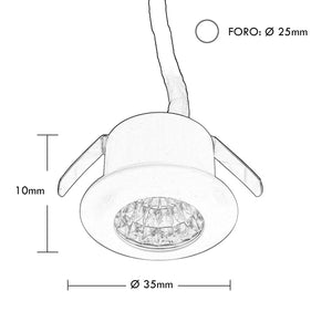 Set 10 PCS Mini faretto LED RGB SPOT incasso 25mm 2W 24V centralina smart WiFi Alexa Google alimentatore LUCE RGBW+3000K