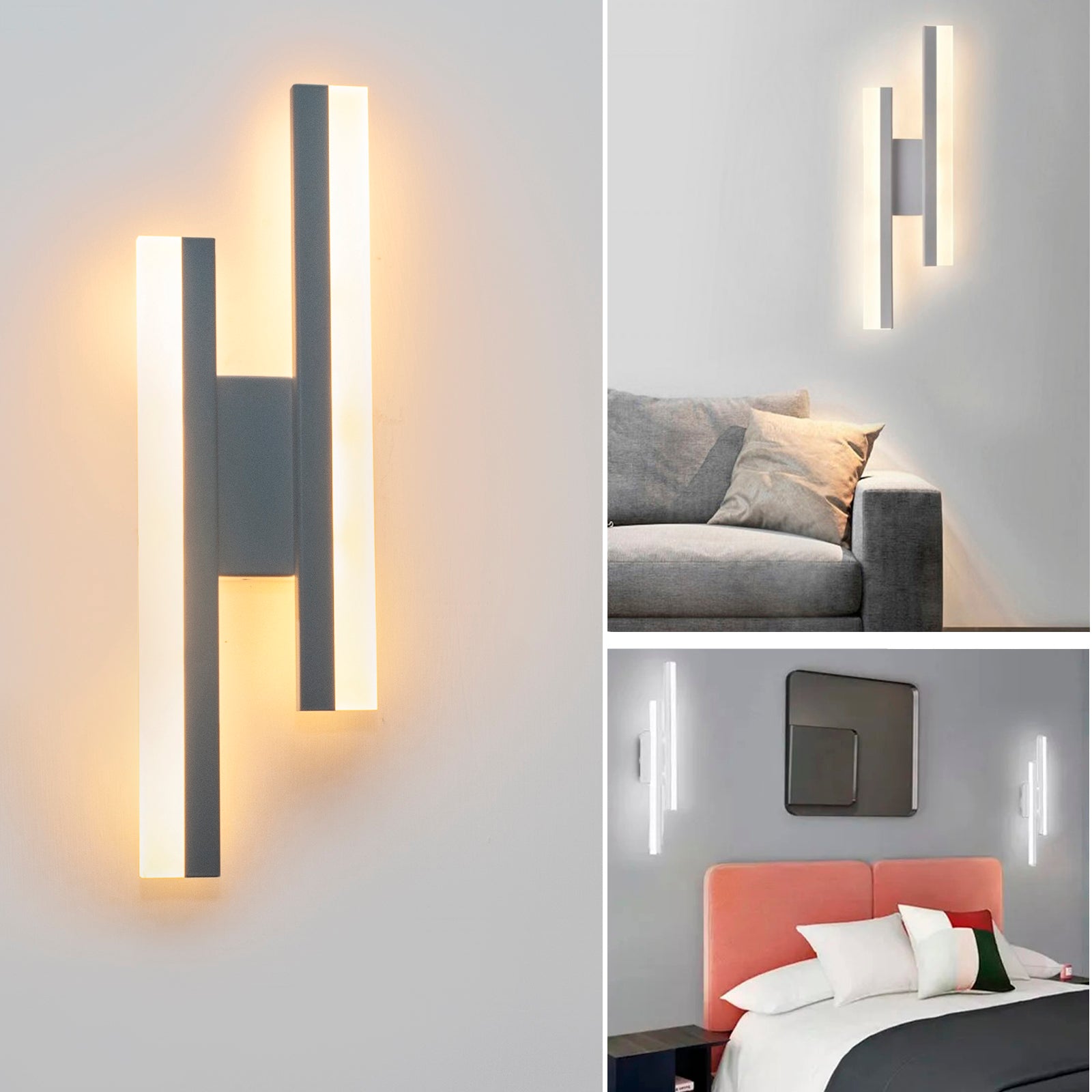 Applique lampada parete moderna doppio LED 10W resa 80W luce muro ingresso soggiorno camera da letto 230V LUCE 6500K