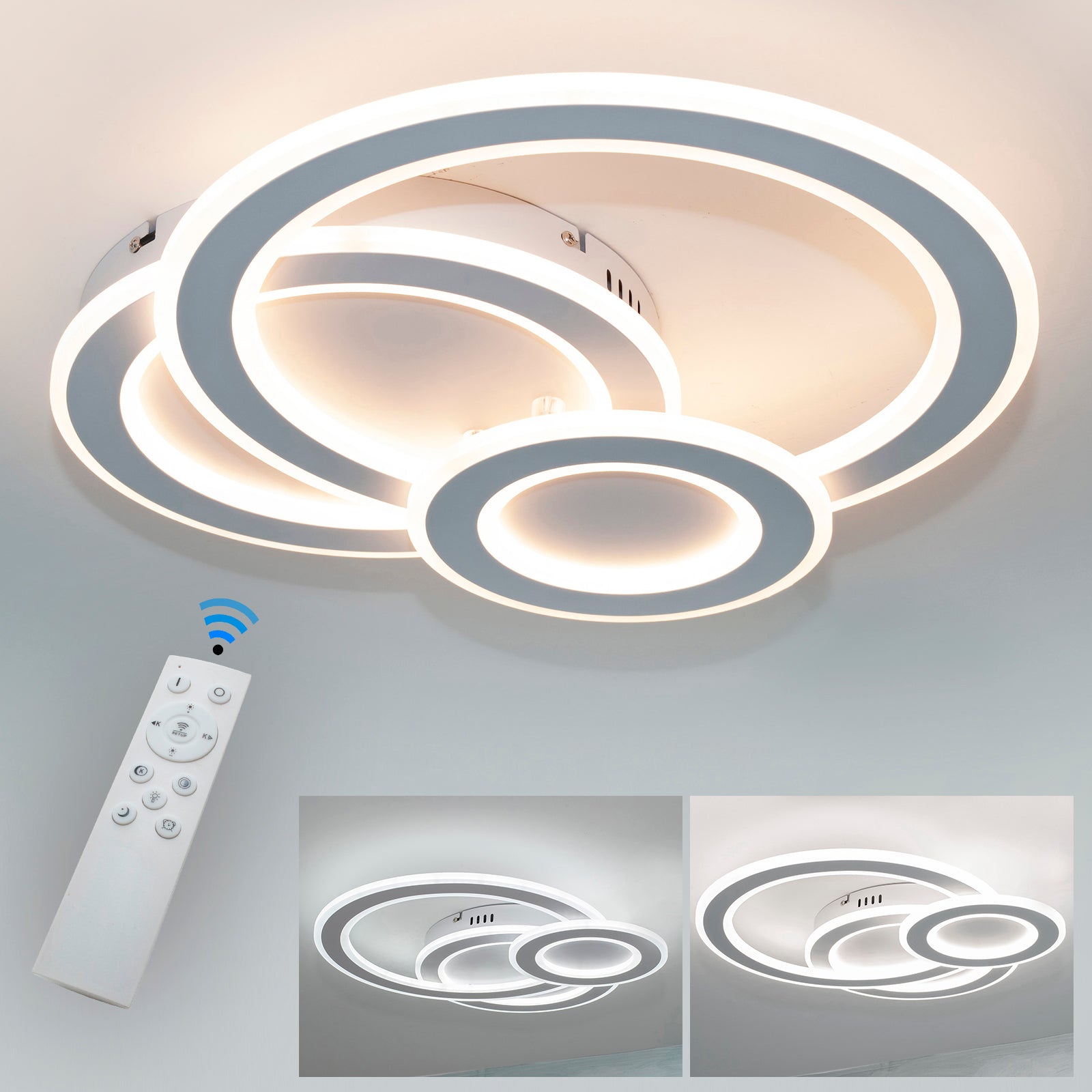 CANDY Plafoniera LED 105W CCT da 3000K a 6500K lampada moderna dimmerabile luce soffitto camera telecomando 8573lm 230V