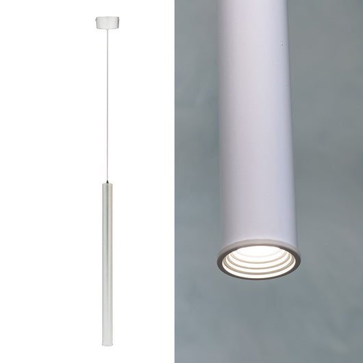 Lampada moderna sospensione elegante cilindrica LED 3W luce calda cucina pendente 50cm tavolo bar 230V BIANCO 4000K