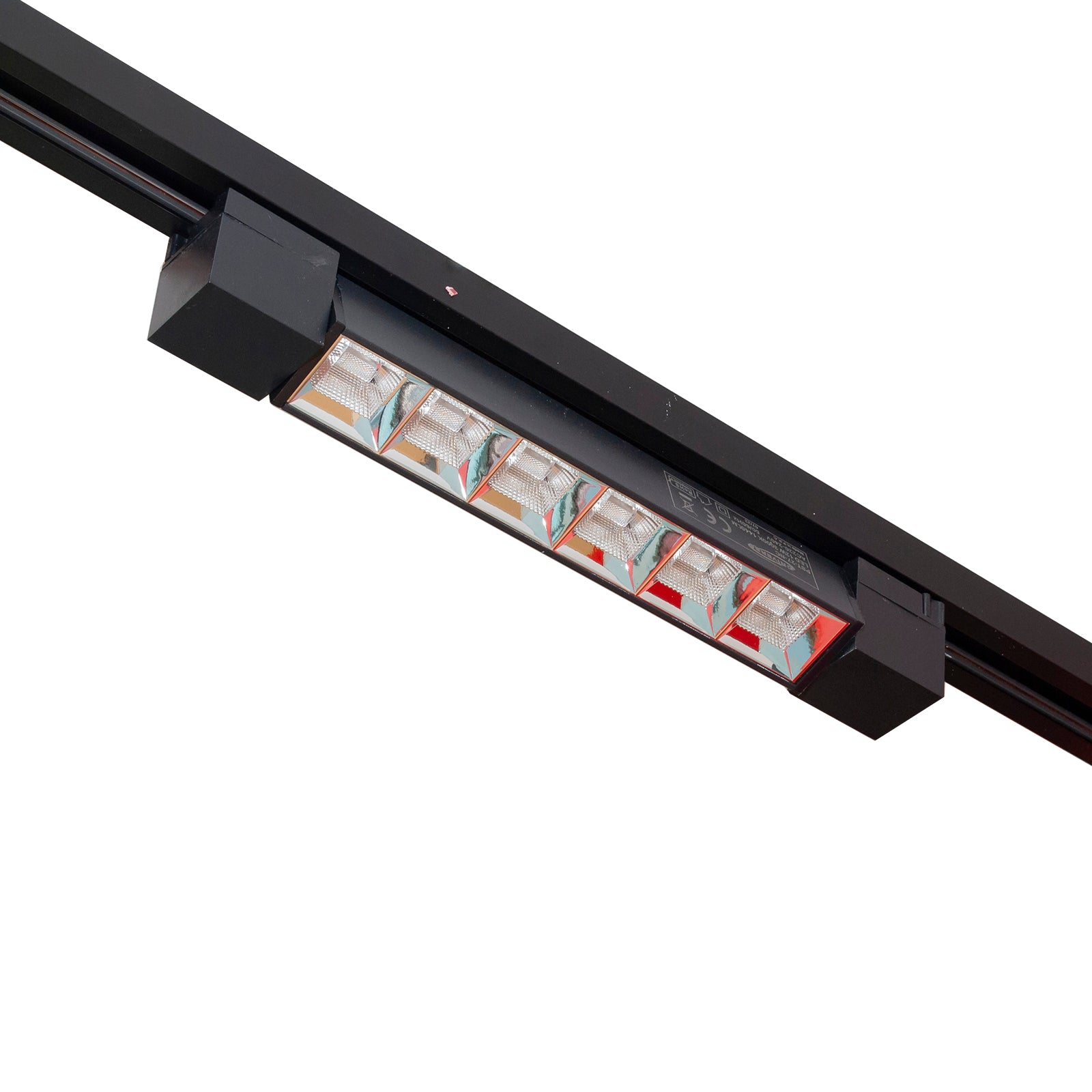 Faretto binario track monofase barra 6 LED 12W resa 144W luce orientabile spot interni negozio 230V NERO LUCE 4000K