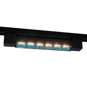 Faretto binario track monofase barra 6 LED 12W resa 144W luce orientabile spot interni negozio 230V NERO LUCE 4000K