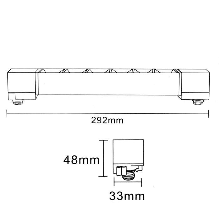 Faretto binario track monofase barra 6 LED 12W resa 144W luce orientabile spot interni negozio 230V NERO LUCE 4000K